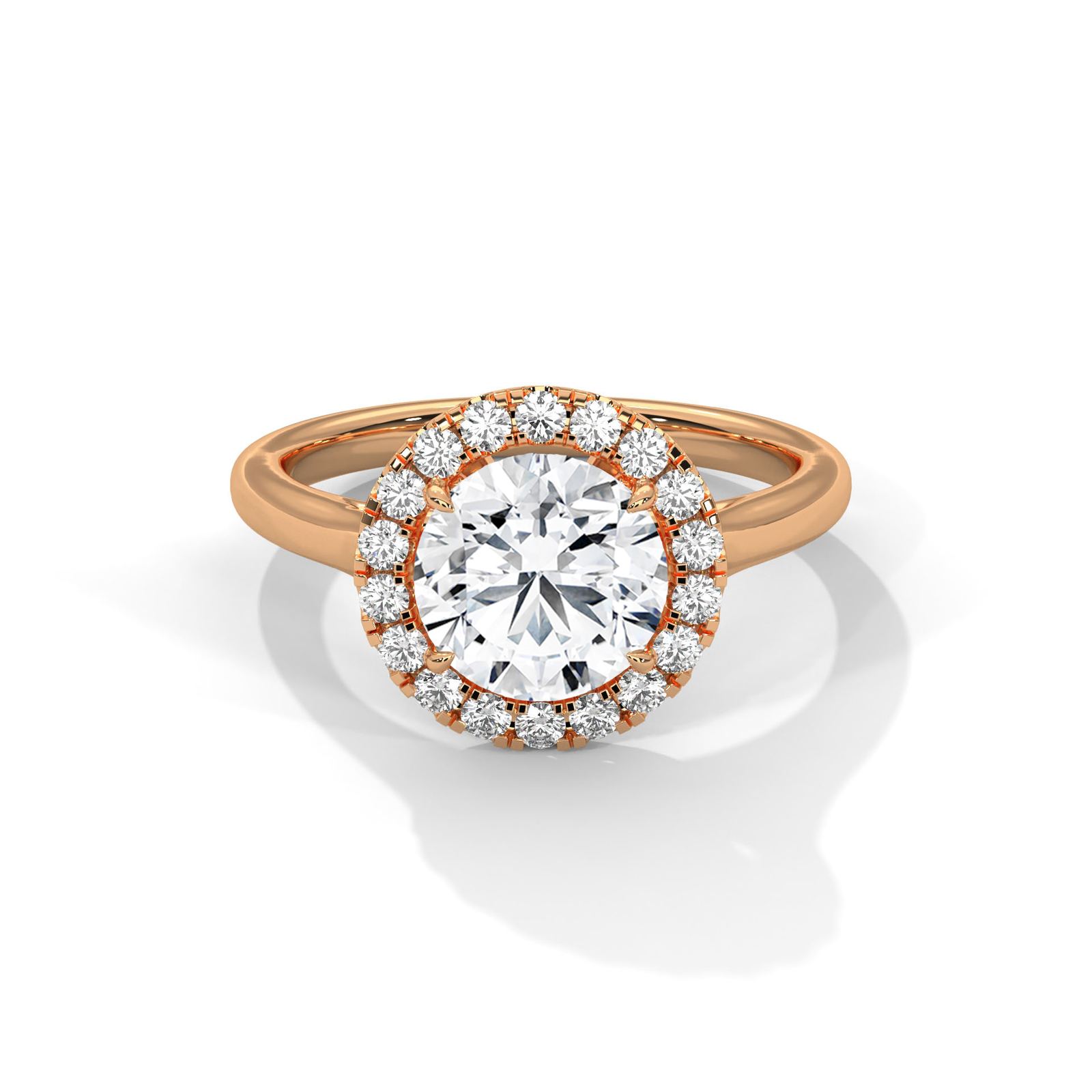 Elegant Round Halo Ring (SSJ-SOL-035) solitaire ring